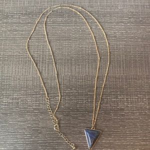 Gold Chain Necklace with Blue Pendant